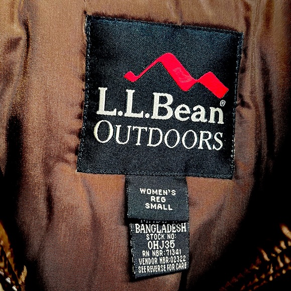 L.L. Bean Outdoors Brown Tan Heavy Duty Zip Front Hood Coat Size S - Picture 5 of 7